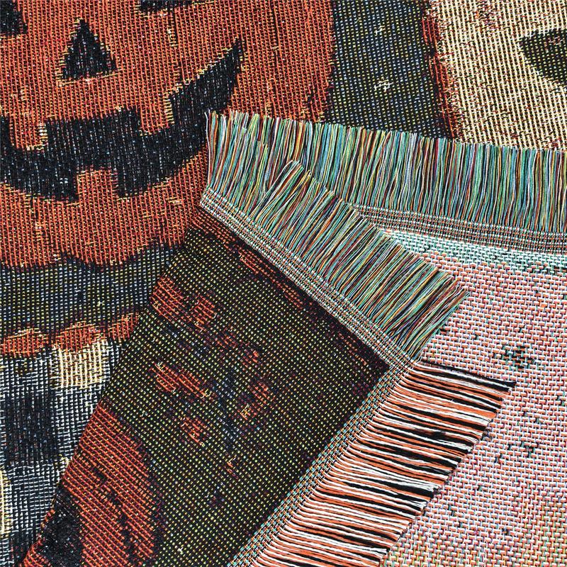 Halloween Patchwork Woven Vintage Blanket