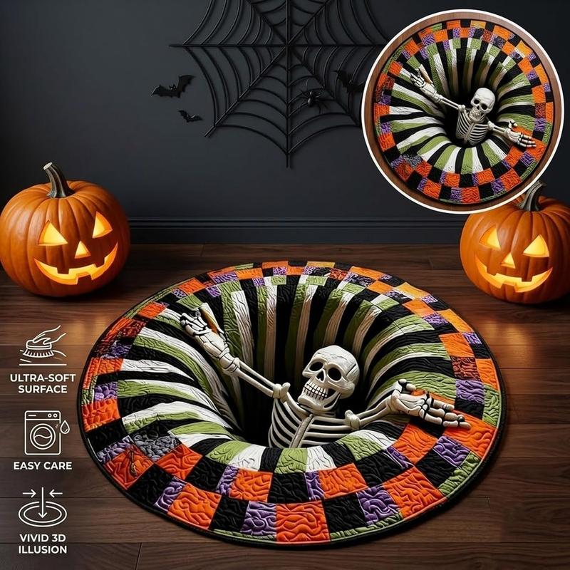 Skeleton Vortex 3D Illusion Halloween Rug