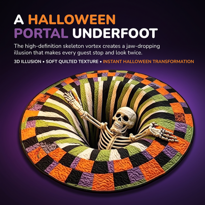 Skeleton Vortex 3D Illusion Halloween Rug