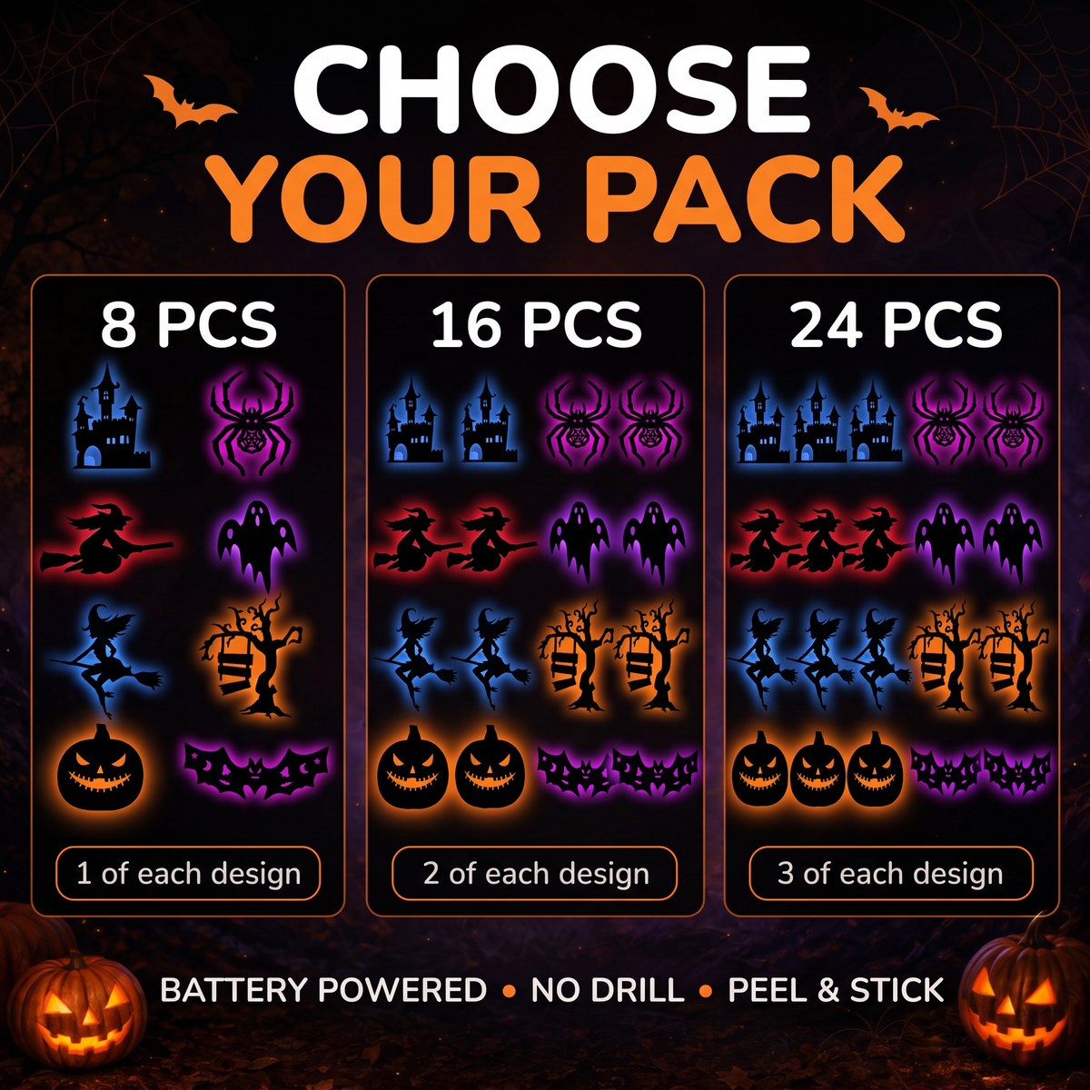 Peel & Glow Halloween Silhouette Lights