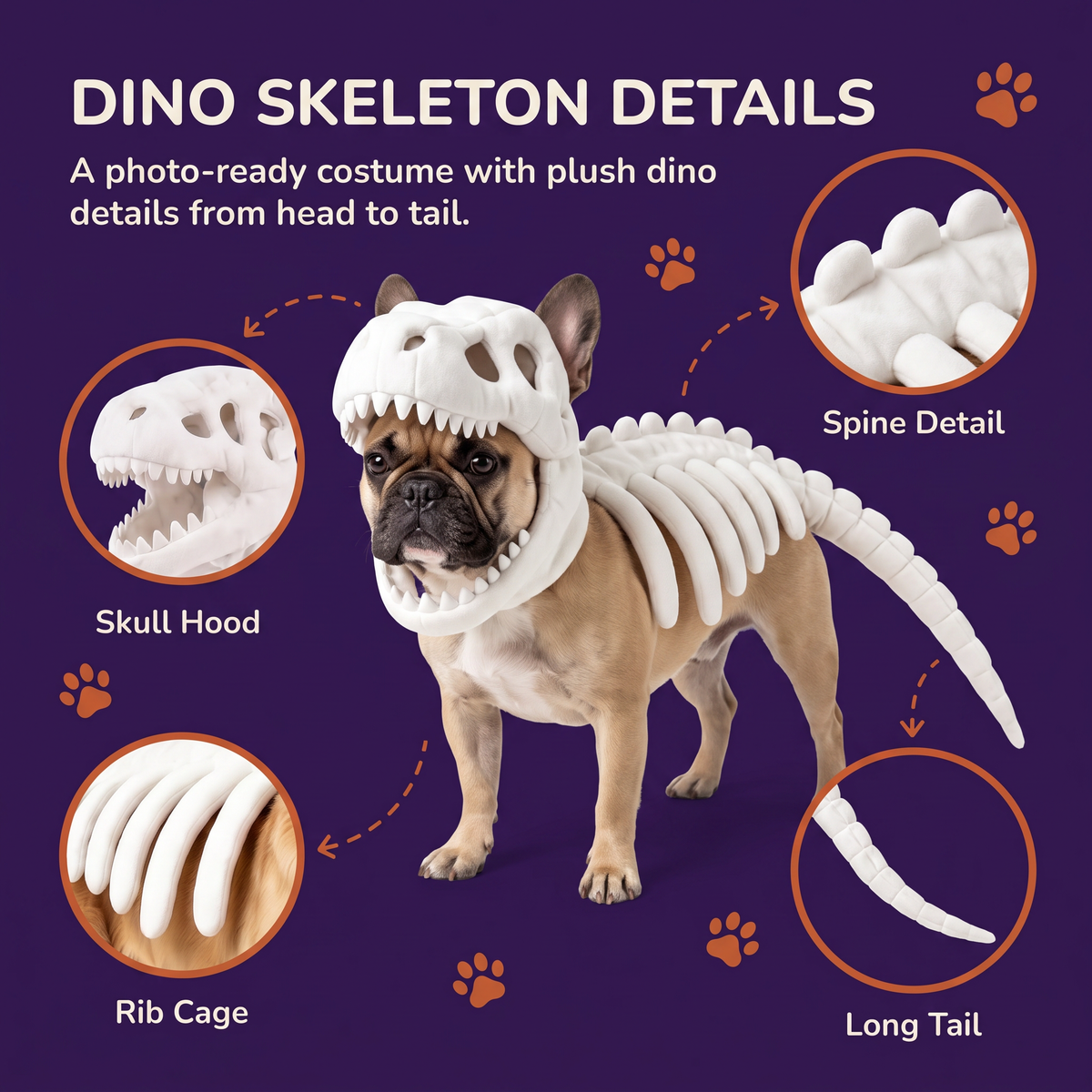 Dino Skeleton Dog Costume