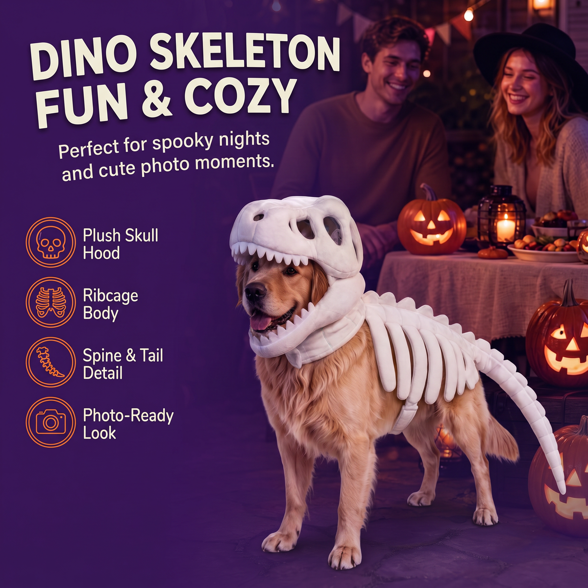 Dino Skeleton Dog Costume